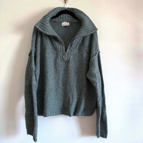 Universal Thread Mock Neck Quarter Zip Sweater Women’s XL Teal Cozycore Knit - Picture 3 of 11